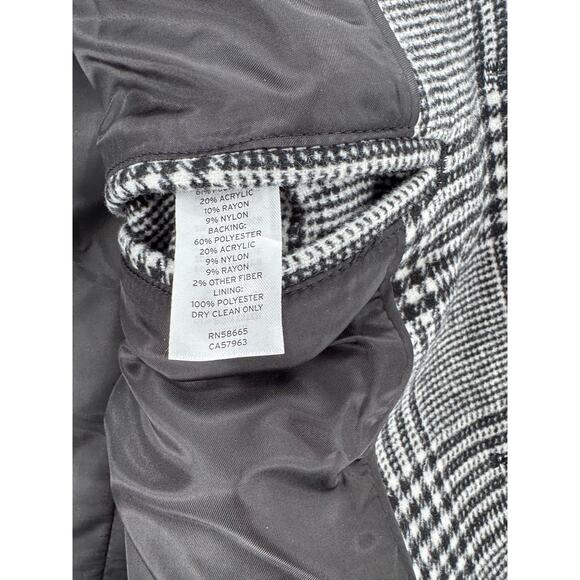 Nordstrom Open Edit Mens Glen Plaid Coat Black White Check Overcoat Large NWOT - Picture 7 of 11